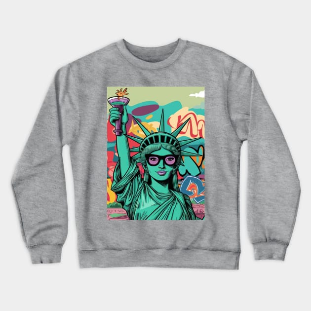 Urban Liberty: The Statue of Liberty's New Groove Crewneck Sweatshirt by TooplesArt